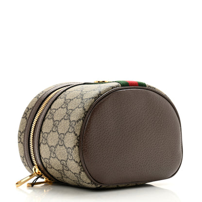 Gucci GG Supreme Monogram Textured Calfskin Web Ophidia Vanity Cosmetic Case Beige Ebony New Acero 4 of 8