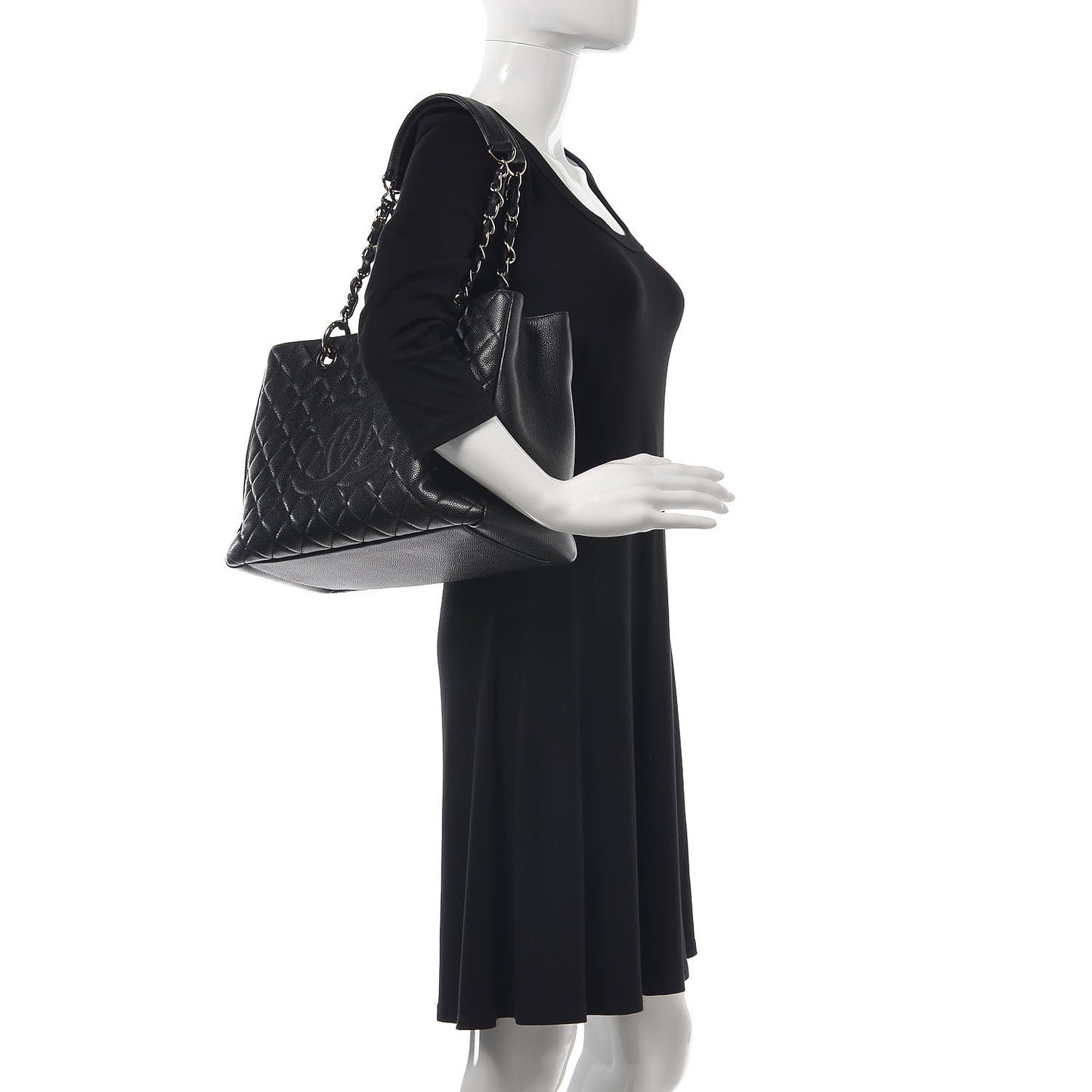 Caviar Quilted Grand Shopping Tote GST Black
