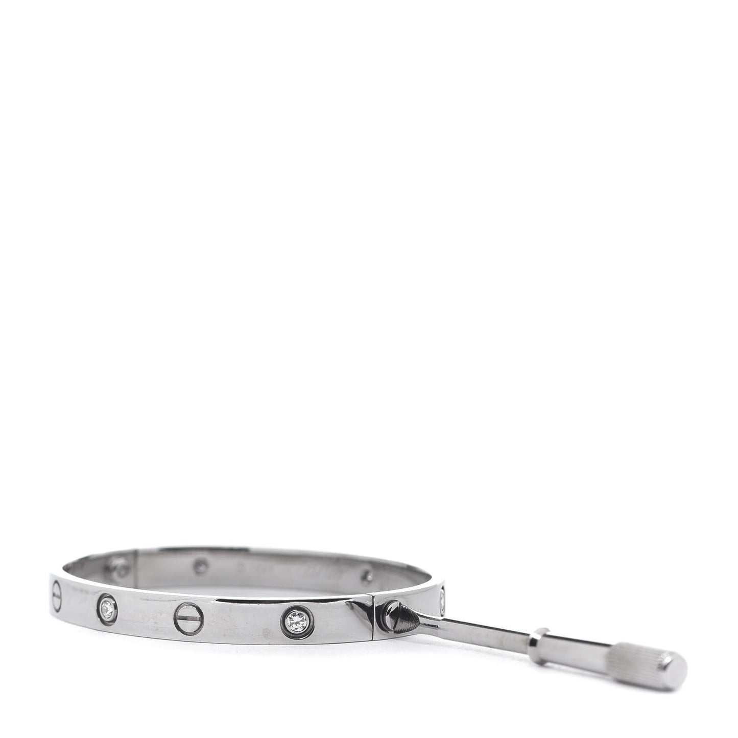 18K White Gold 6 Diamond LOVE Bracelet 17