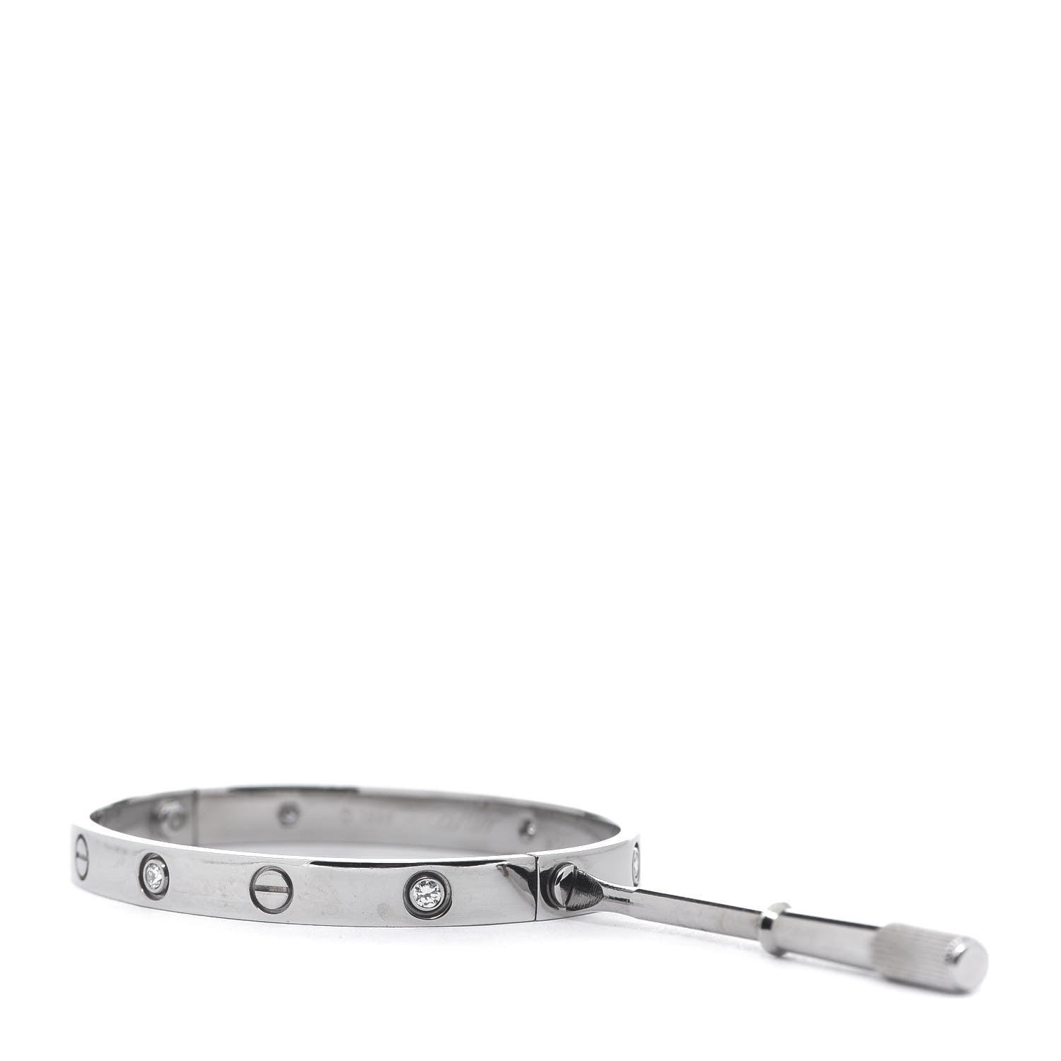 Cartier 18K White Gold 6 Diamond LOVE Bracelet 17 3 of 5