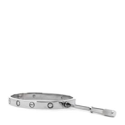 Cartier 18K White Gold 6 Diamond LOVE Bracelet 17 3 of 5