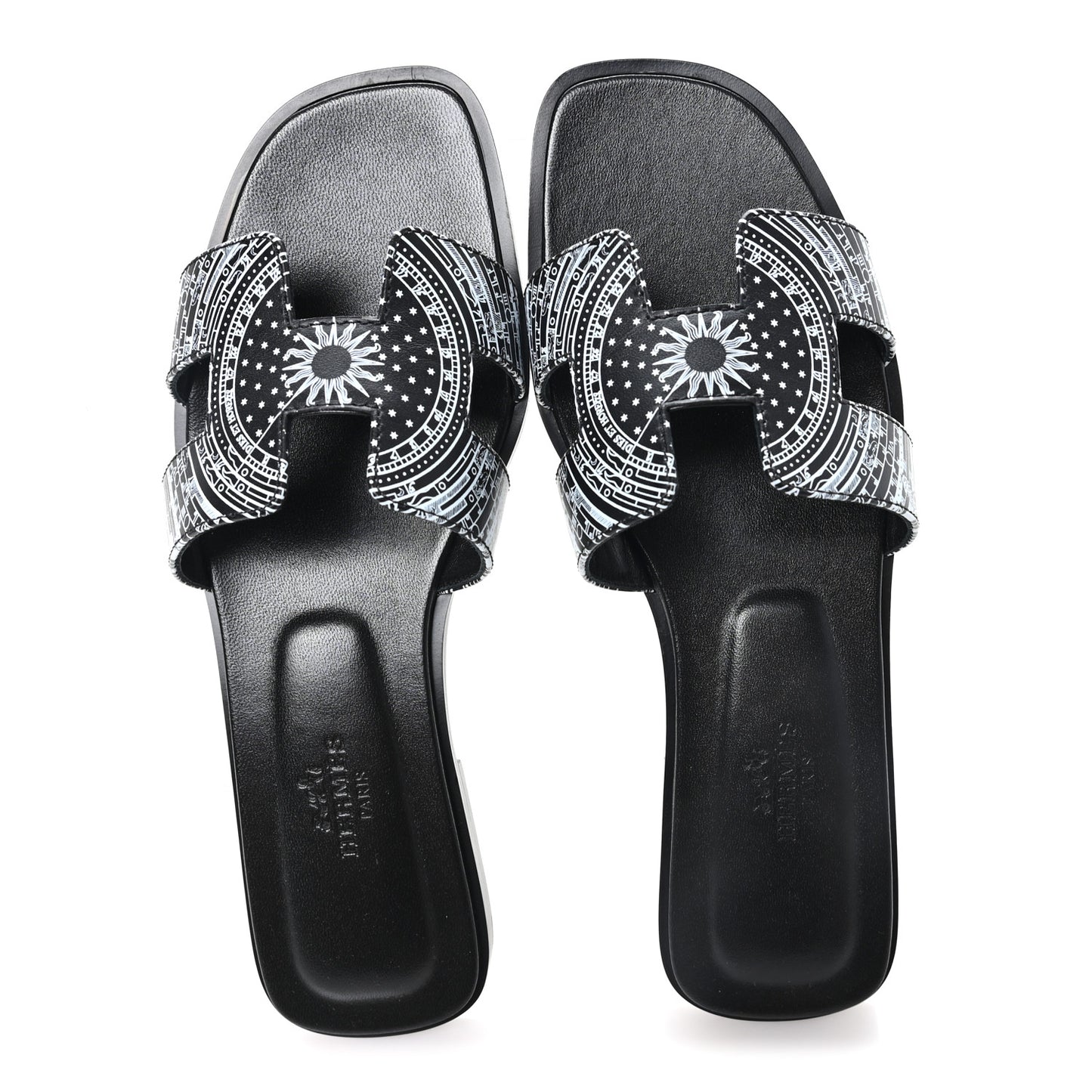 Calfskin Astrologie Bandana Oran Sandals 35.5 Black White