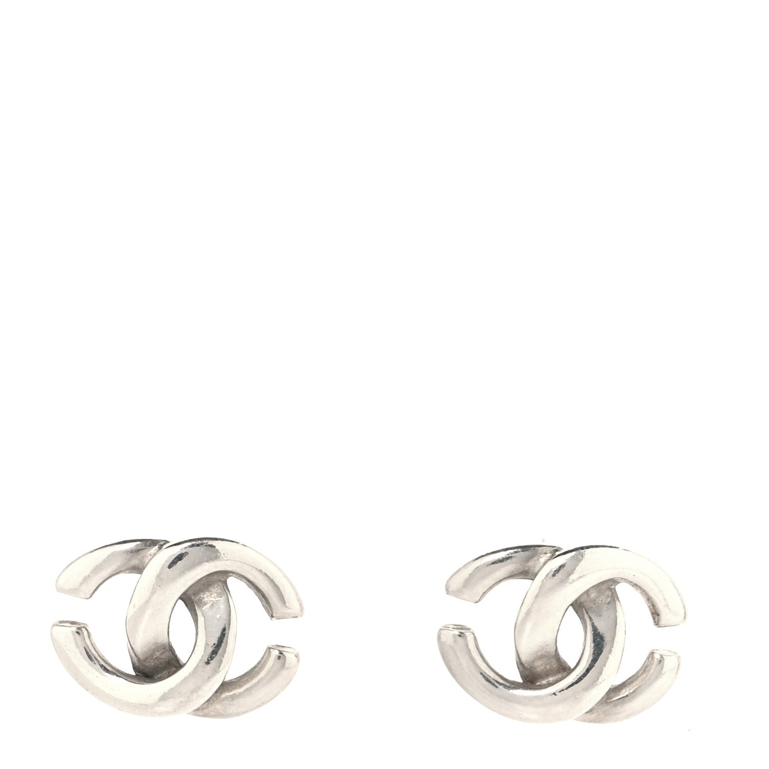 Chanel Twisted CC Small Earrings Silver 1 of 4