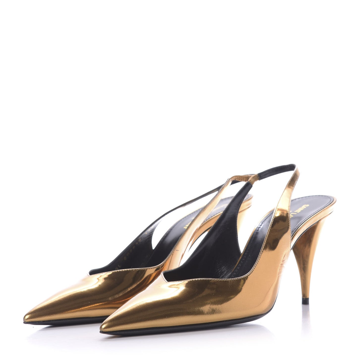 Calfskin Kiki 110mm metallic slingback pumps 39.5 Gold