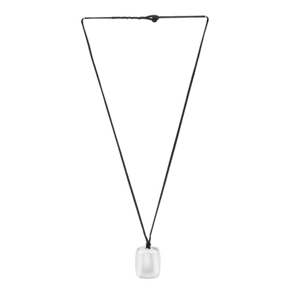 Tiffany Sterling Silver Elsa Peretti Square Pendant Silk Cord Necklace 3 of 5