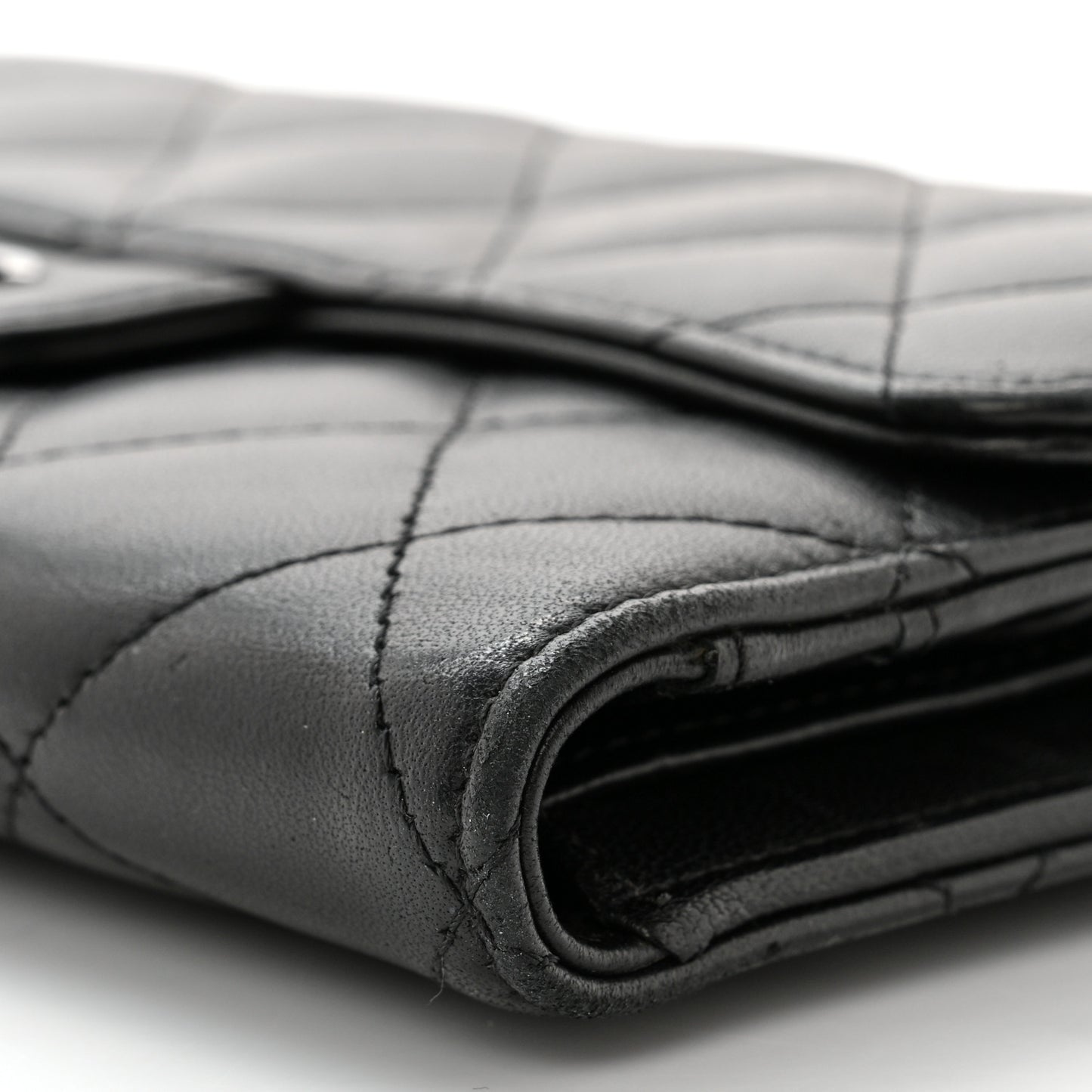Lambskin Quilted Large Flap Wallet Black