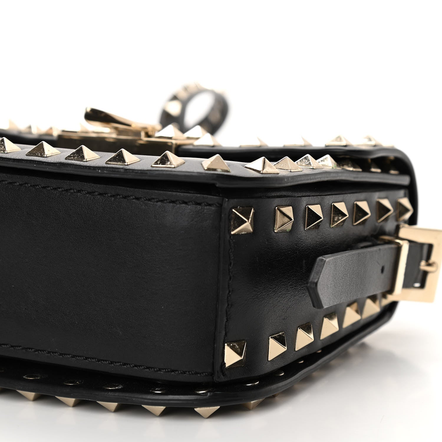 Valentino Garavani Vitello Small Rockstud Flap Saddle Bag Black 11 of 11