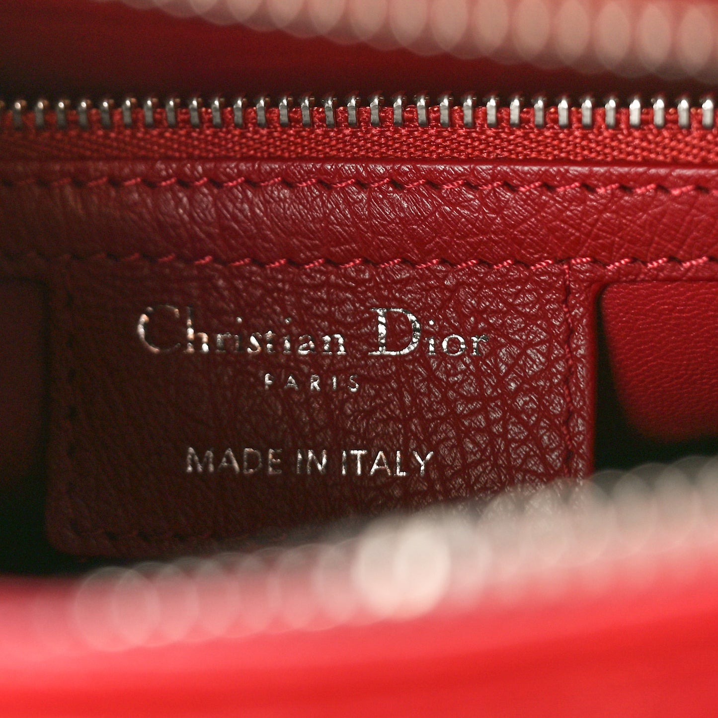 Ostrich Large Lady Dior Dark Brick