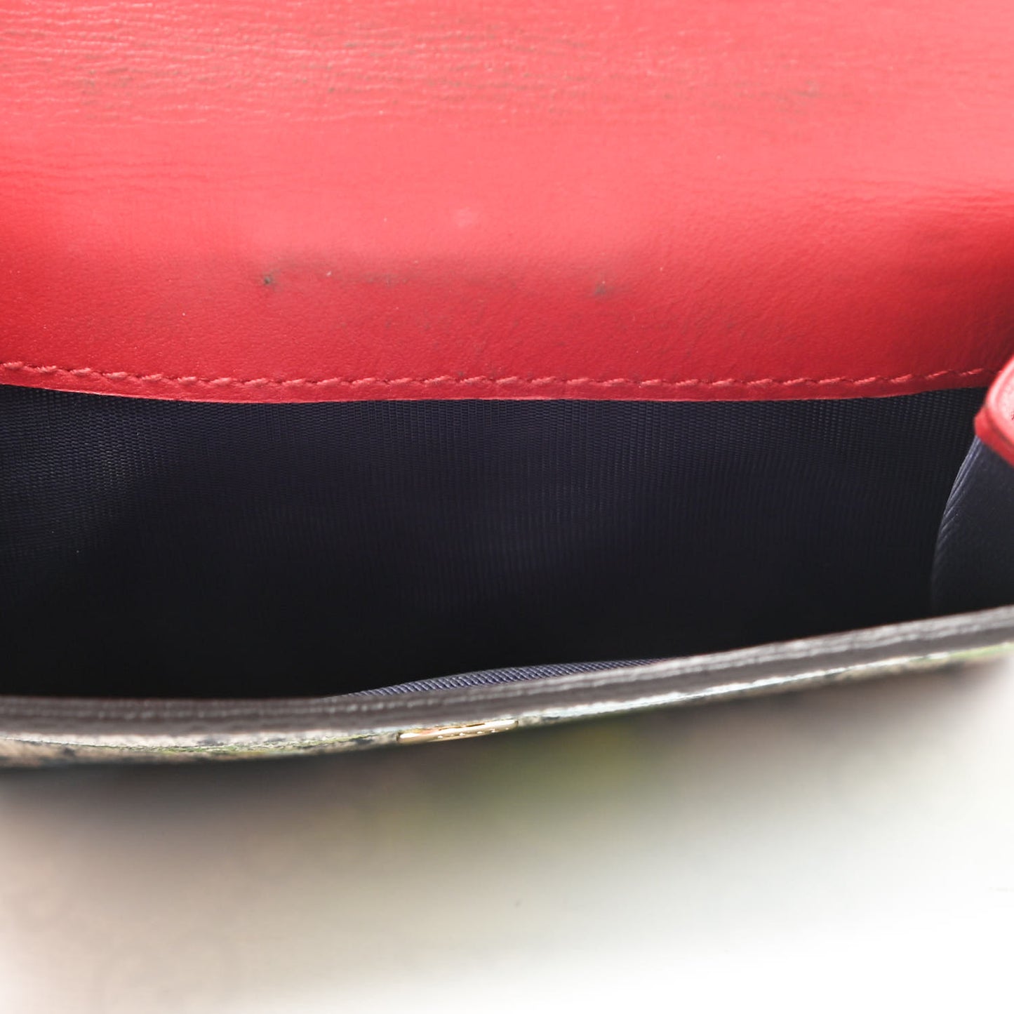 GG Supreme Monogram Blooms French Flap Wallet Beige Blue Navy Hibiscus Red