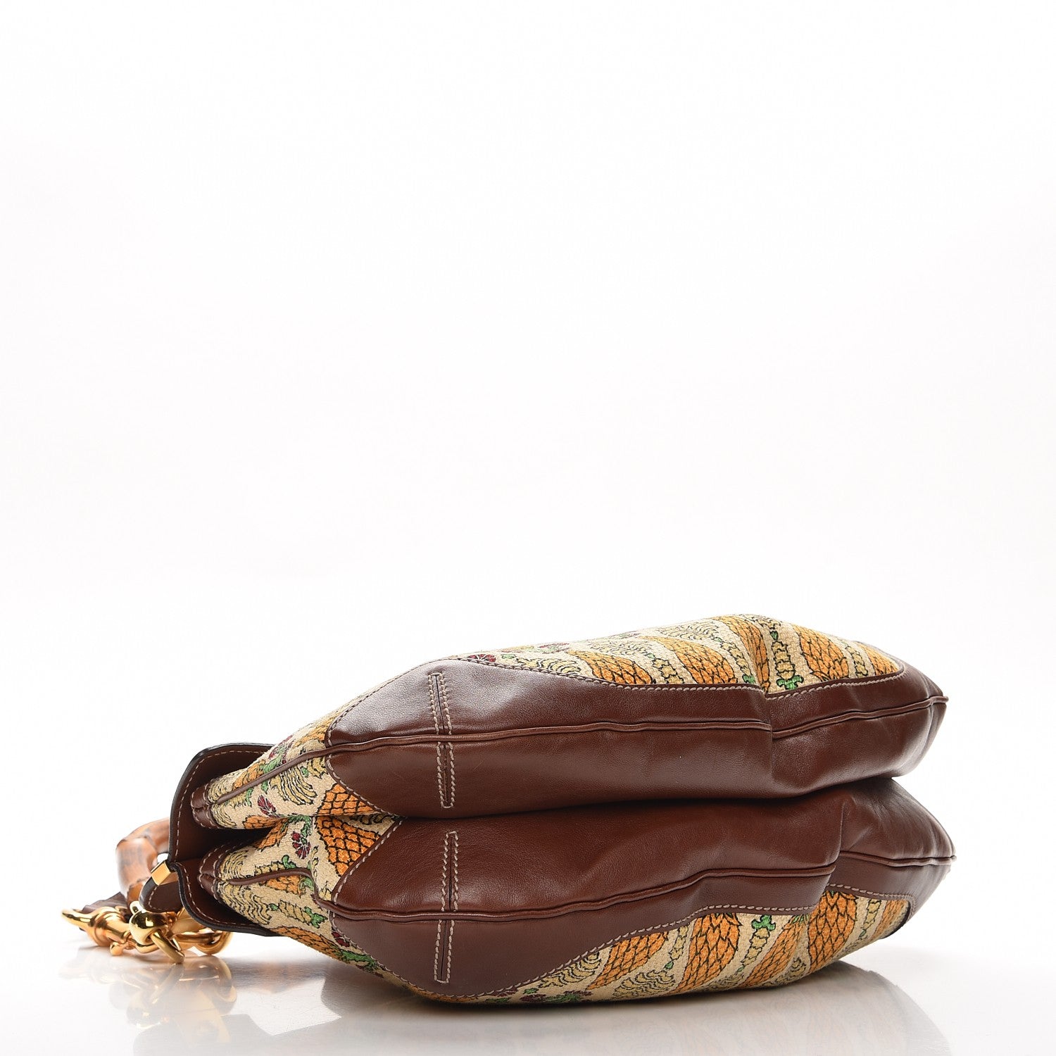Gucci Canvas Pigna Print Peggy Bamboo Top Handle Bag Brown 5 of 11