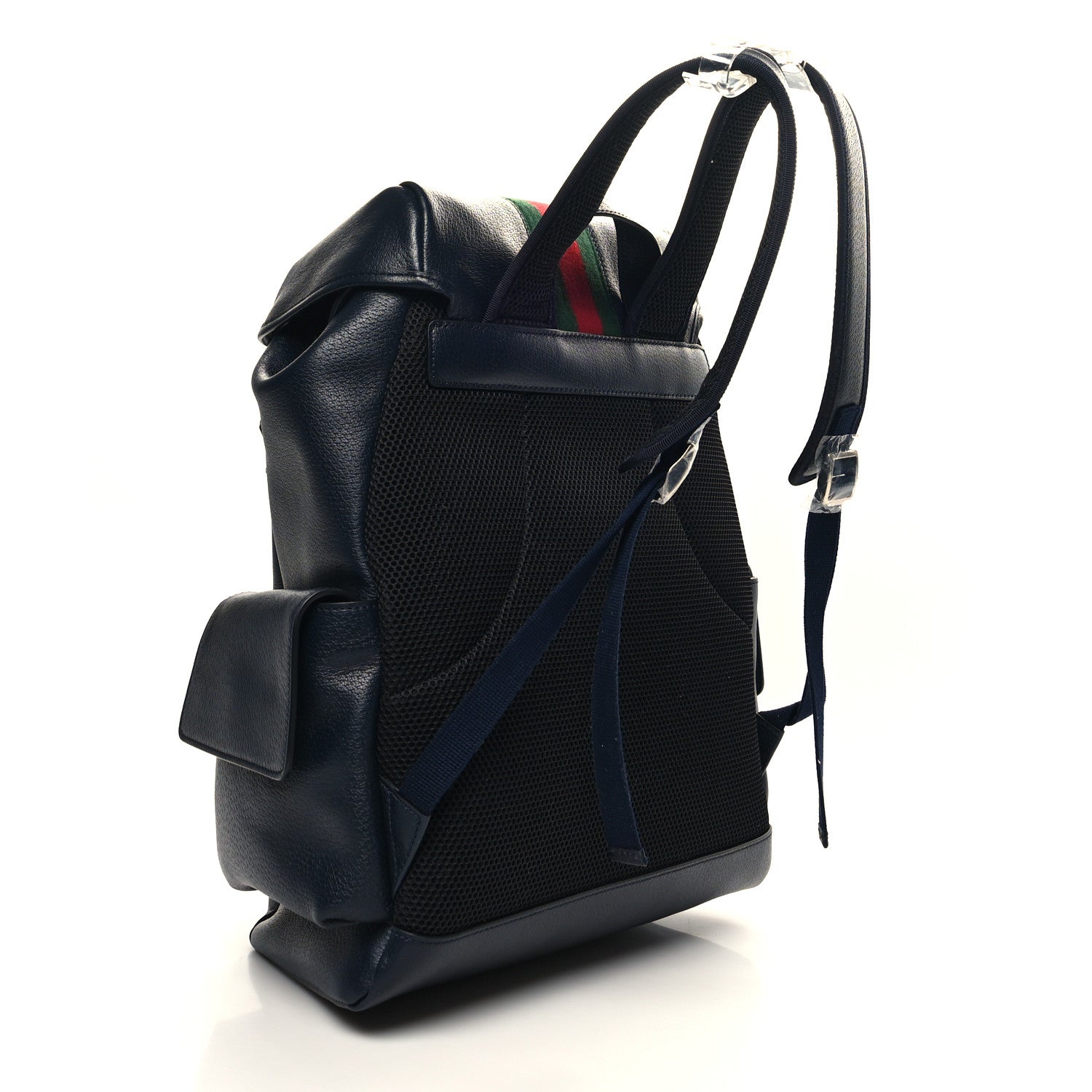 Gucci Textured Dollar Calfskin Web Medium Ophidia Double Buckle Backpack Blue Agata 3 of 11