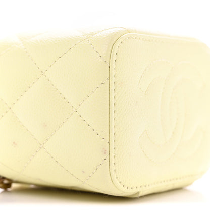 Chanel Caviar Quilted Mini Vanity Case With Chain Light Yellow 9 of 13