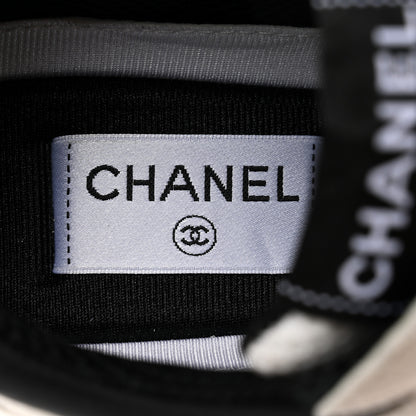 Chanel Mesh Suede Calfskin Grained Calfskin Womens CC Sneakers 38 White Black 7 of 9