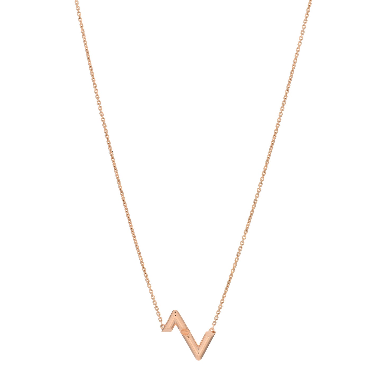 18K Pink Gold LV Volt Upside Down Pendant Necklace
