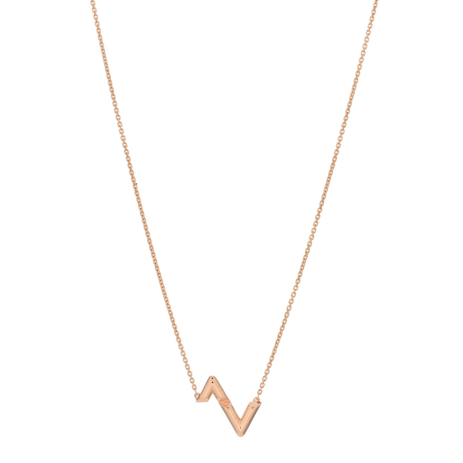 Louis Vuitton 18K Pink Gold LV Volt Upside Down Pendant Necklace 1 of 5