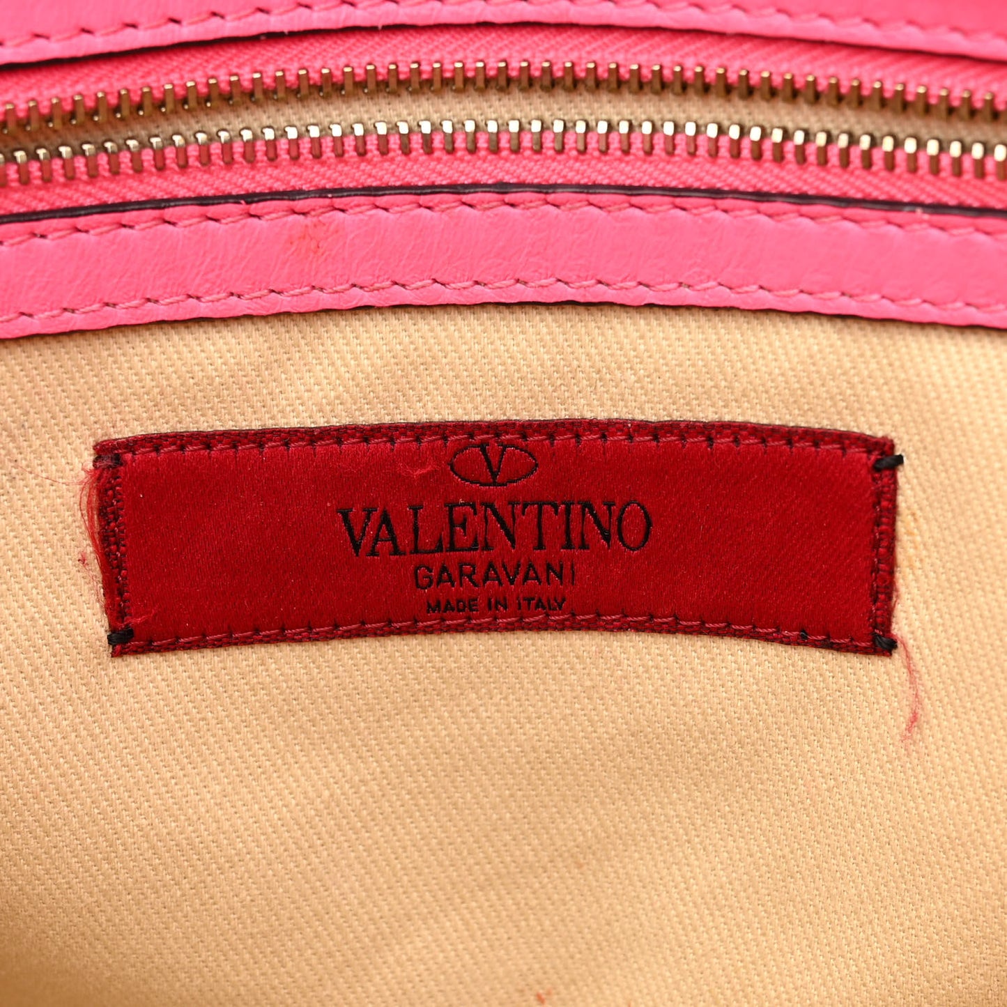 VALENTINO GARAVANI Vitello Rockstud Double Handle Tote Fuxia Fluo