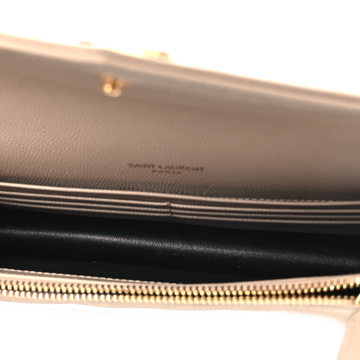 Grain De Poudre Matelasse Chevron Monogram Envelope Chain Wallet Dark Beige