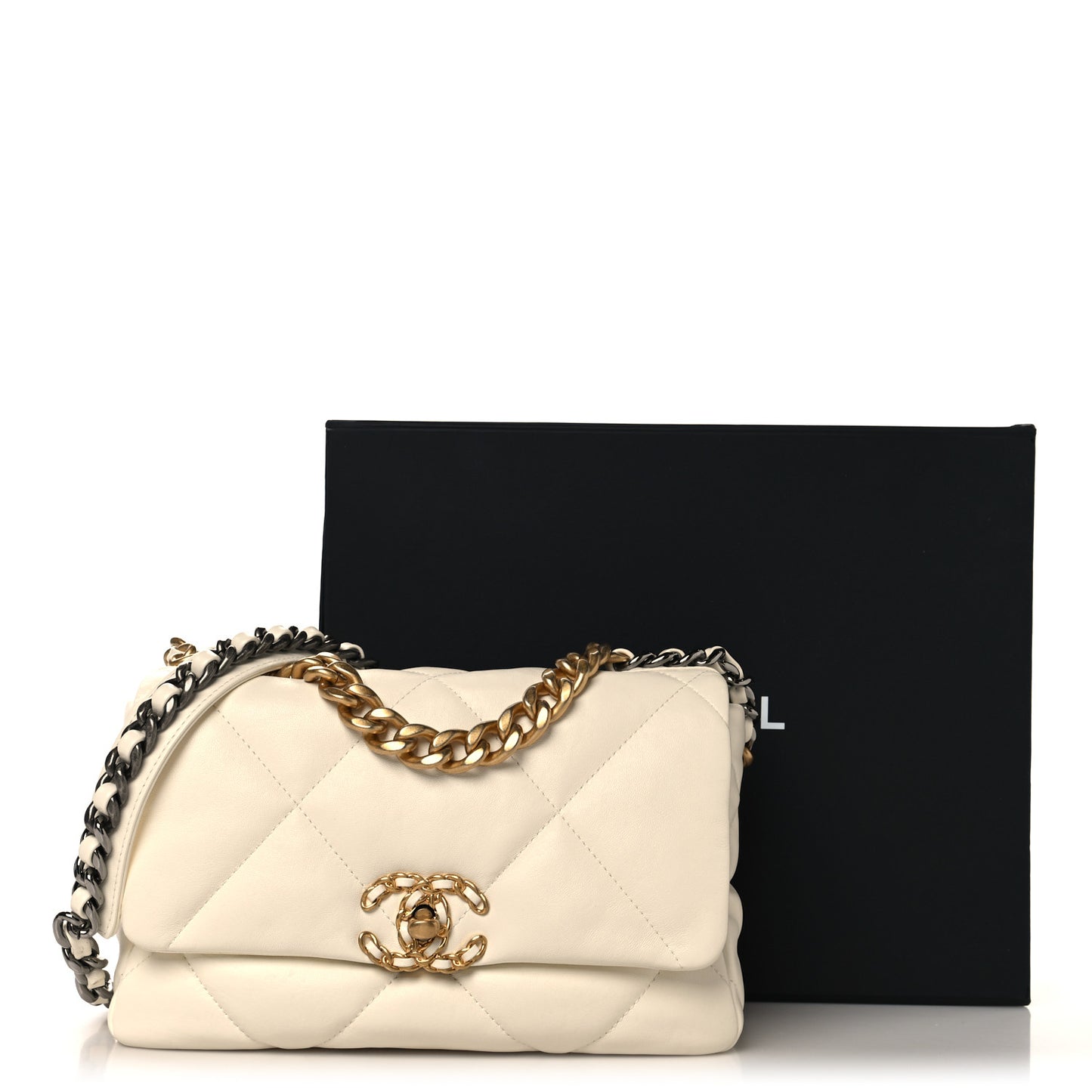Lambskin Quilted Medium Chanel 19 Flap White