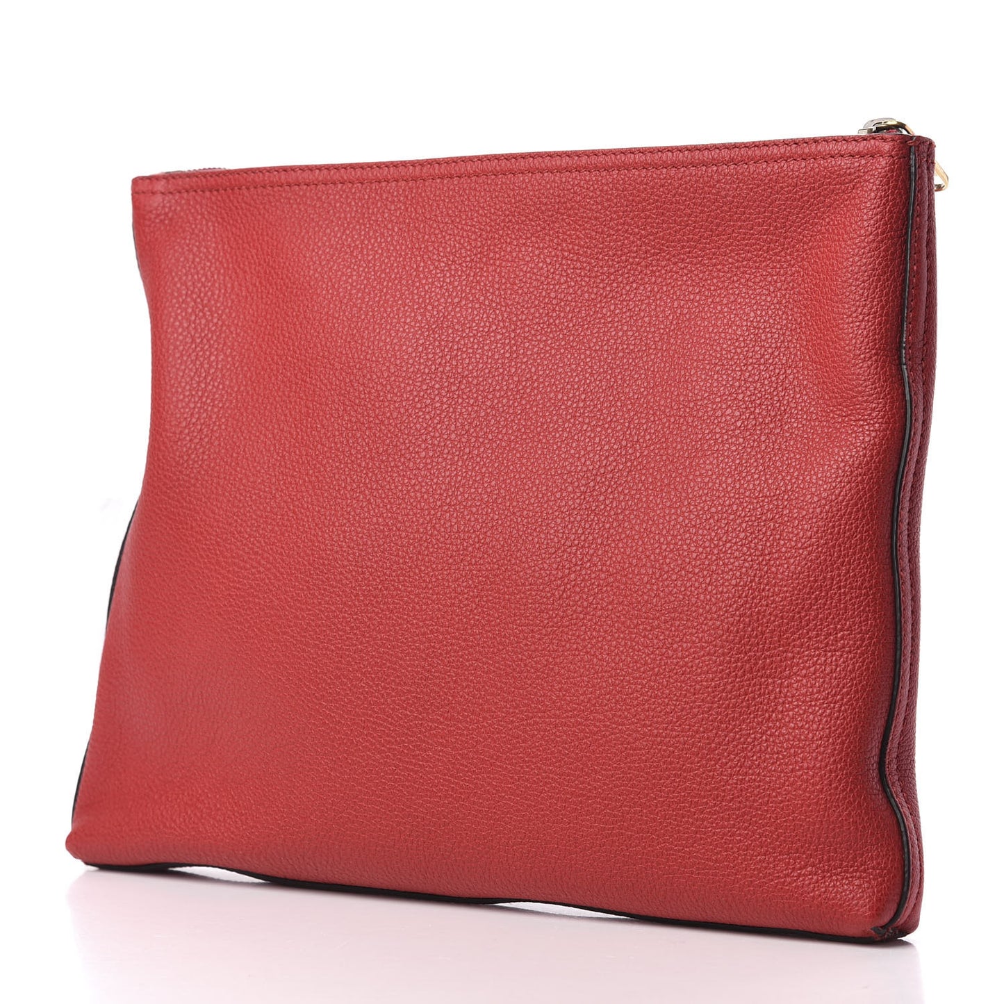 Pebbled Calfskin Medium Logo Portfolio Clutch Hibiscus Red