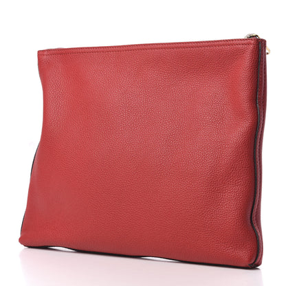 Gucci Pebbled Calfskin Medium Logo Portfolio Clutch Hibiscus Red 4 of 8