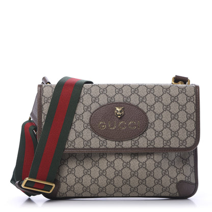 Gucci GG Supreme Monogram Web Neo Vintage Double Flap Messenger Bag Beige New Acero 1 of 12