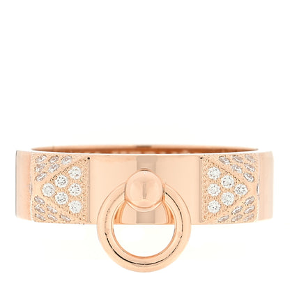 Hermes 18K Rose Gold Diamond PM Collier de Chien Ring 51 5.75 1 of 4