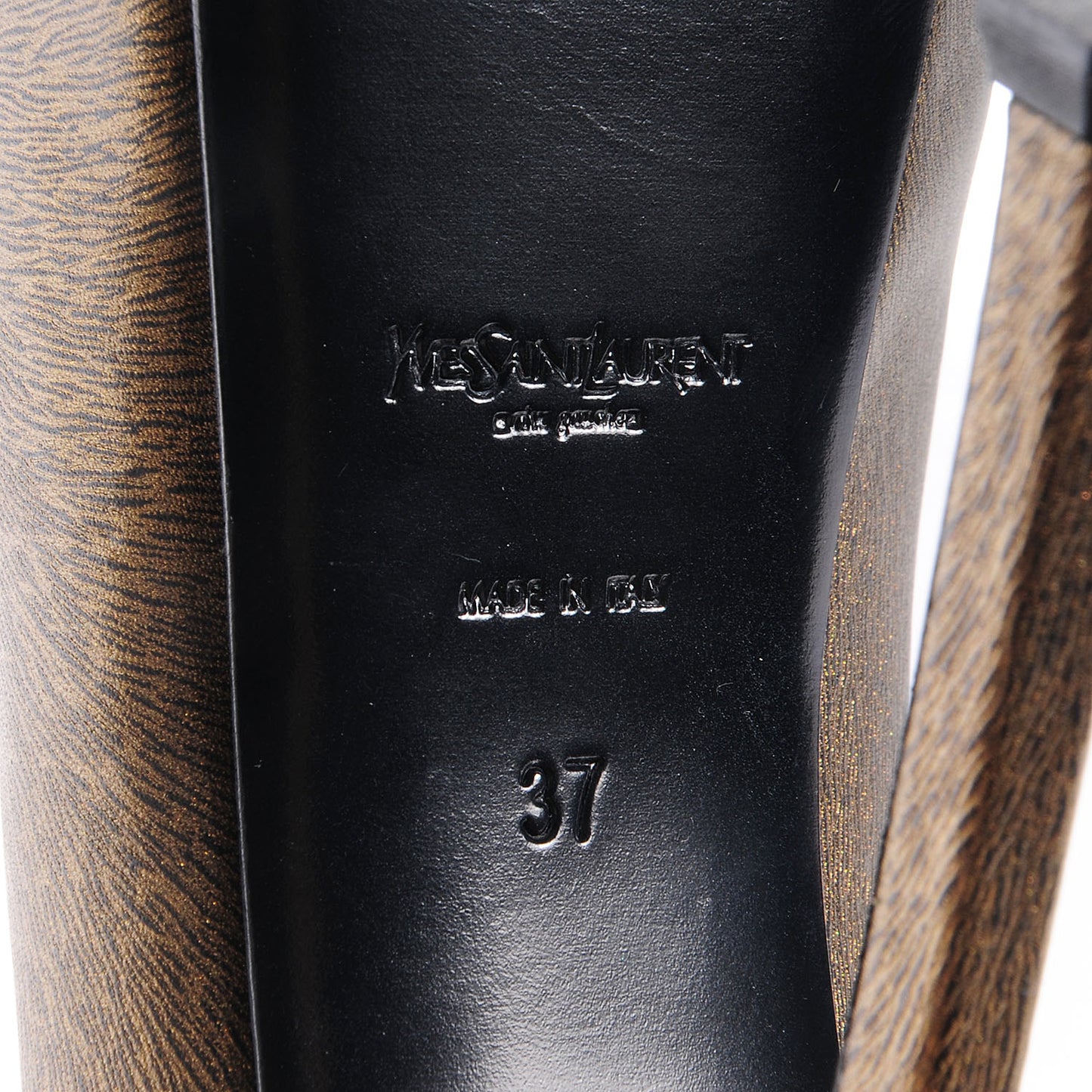 Etched Leather Tribtoo 105 Platform Pumps 37 Gold