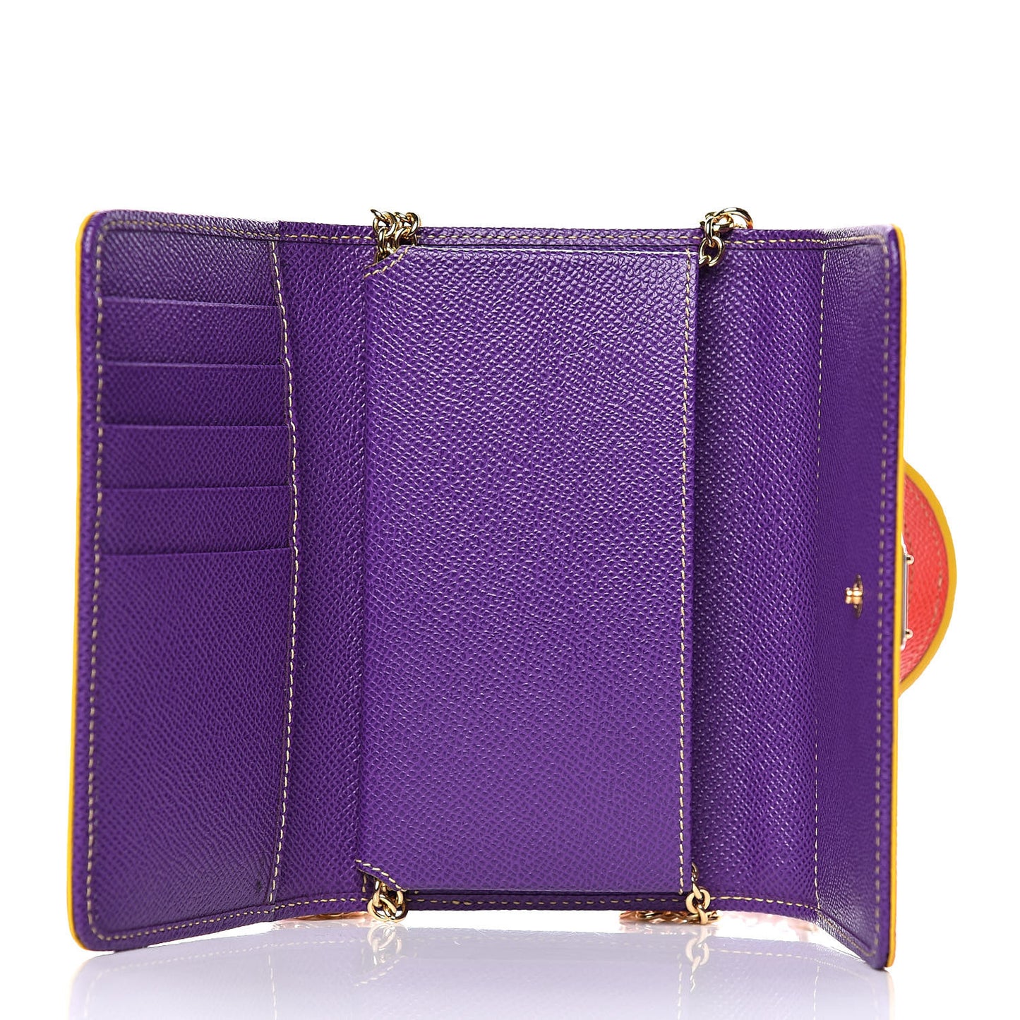 Lizard Calfskin Embossed Wallet On Chain Pink
