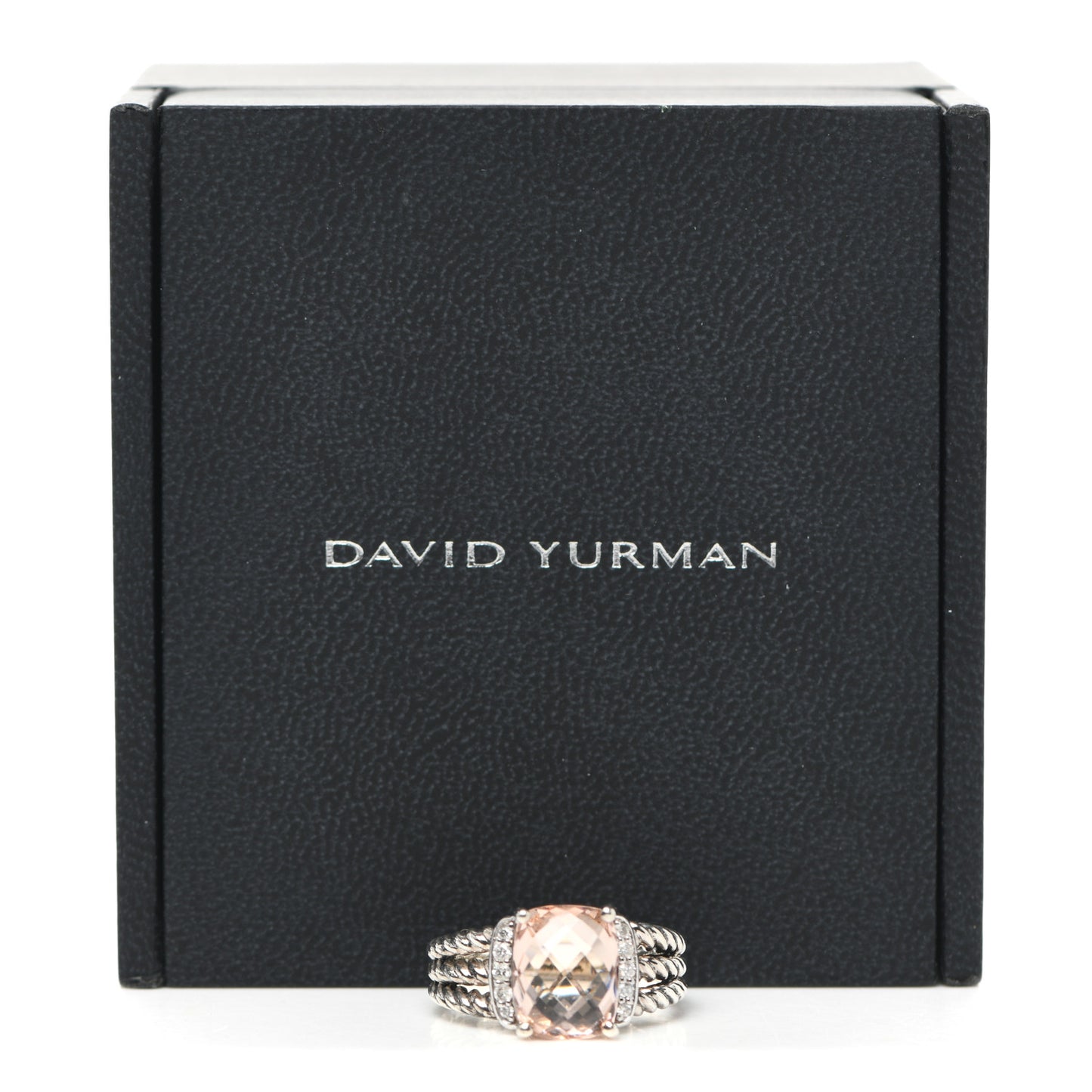 Sterling Silver Morganite Diamond 10mm Petite Wheaton Ring 52 6