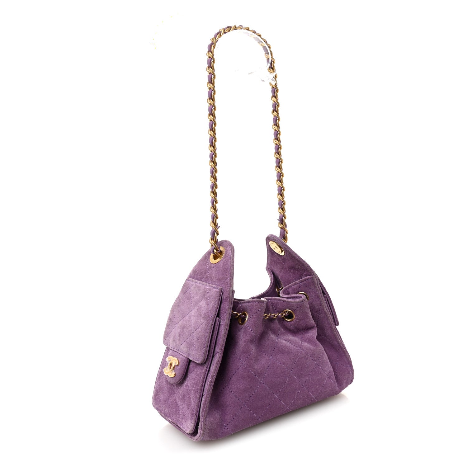 Chanel Suede Quilted Mini Chanel 25 Handbag Purple 3 of 10