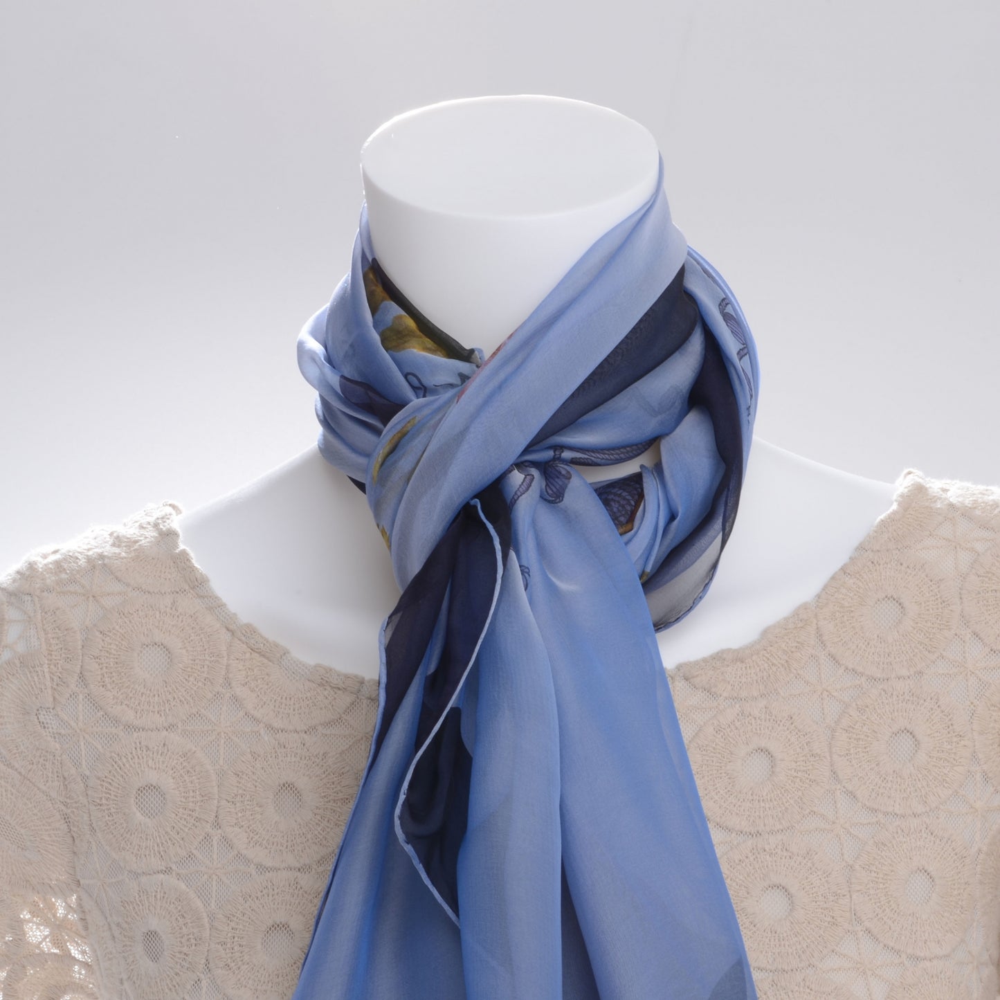 Silk Mousseline Arabesque Scarf 140