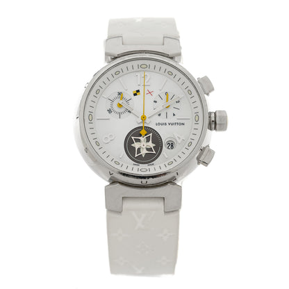 Louis Vuitton Stainless Steel Rubber Mother of Pearl 34mm Tambour Lovely Cup Quartz Watch 1 of 5
