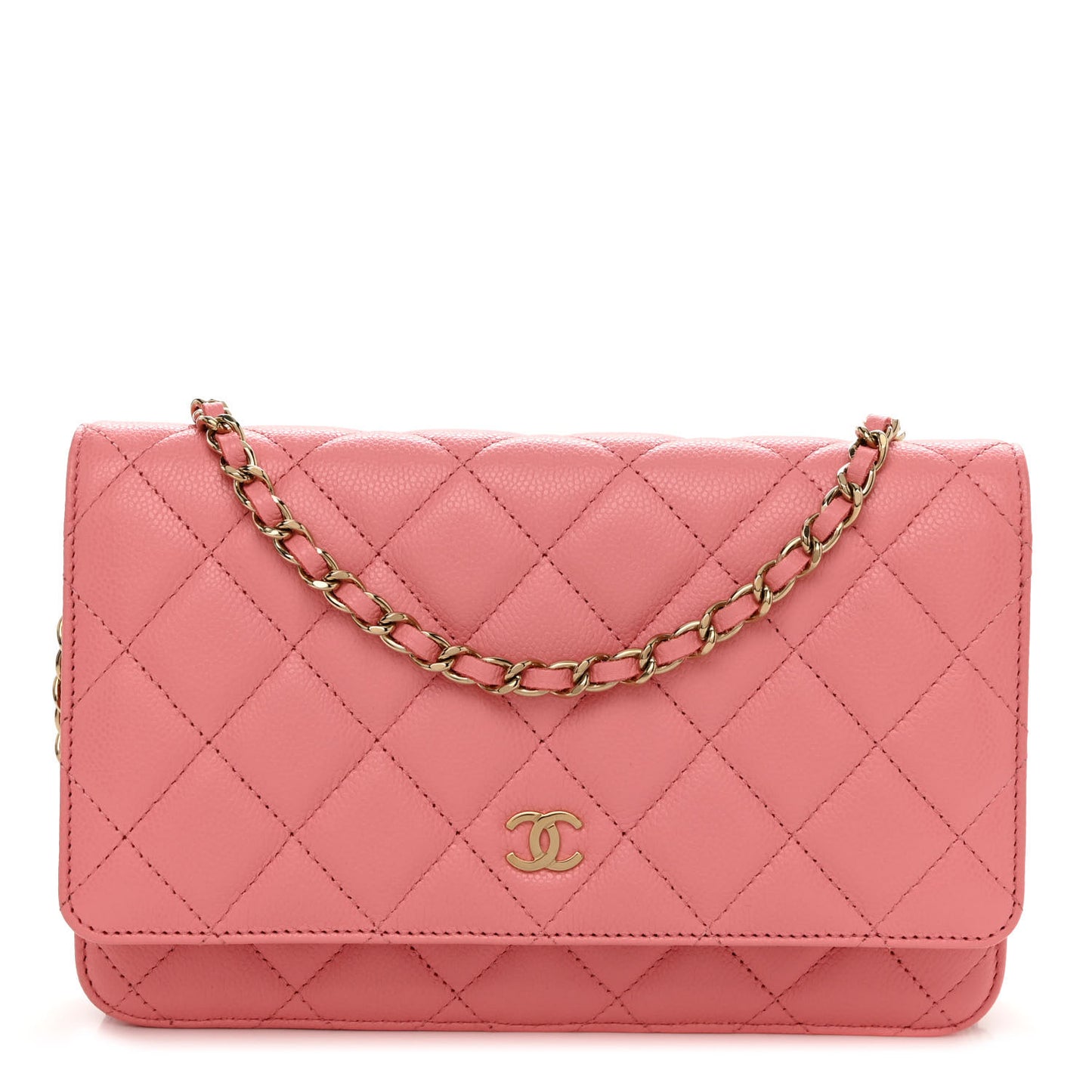 Caviar Quilted Wallet on Chain WOC Dark Pink