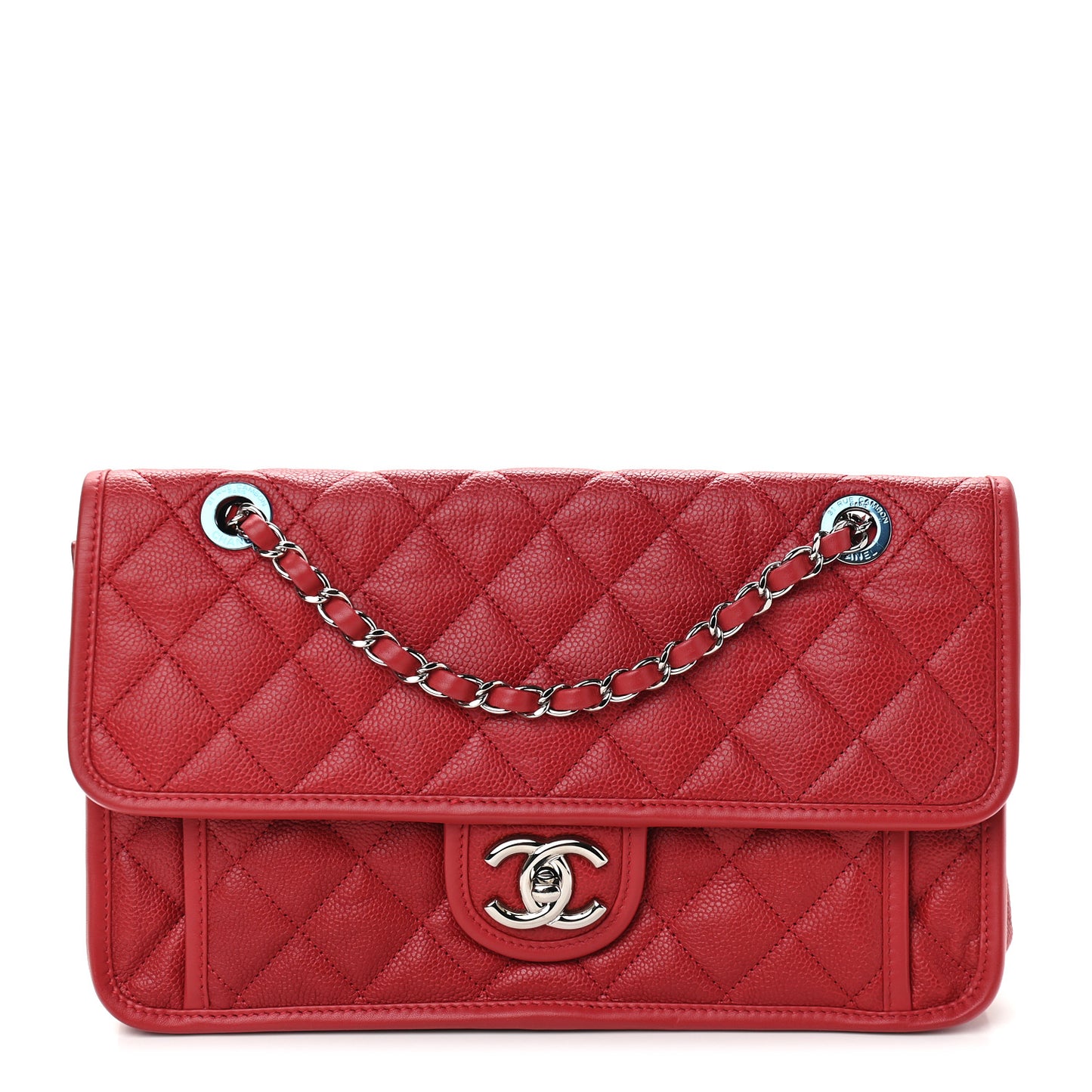 Caviar Quilted Medium French Riviera Flap Red