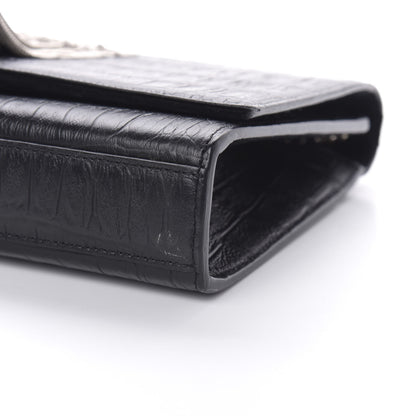 Saint Laurent Calfskin Crocodile Embossed Medium Classic Monogram Kate Tassel Satchel Black 9 of 13