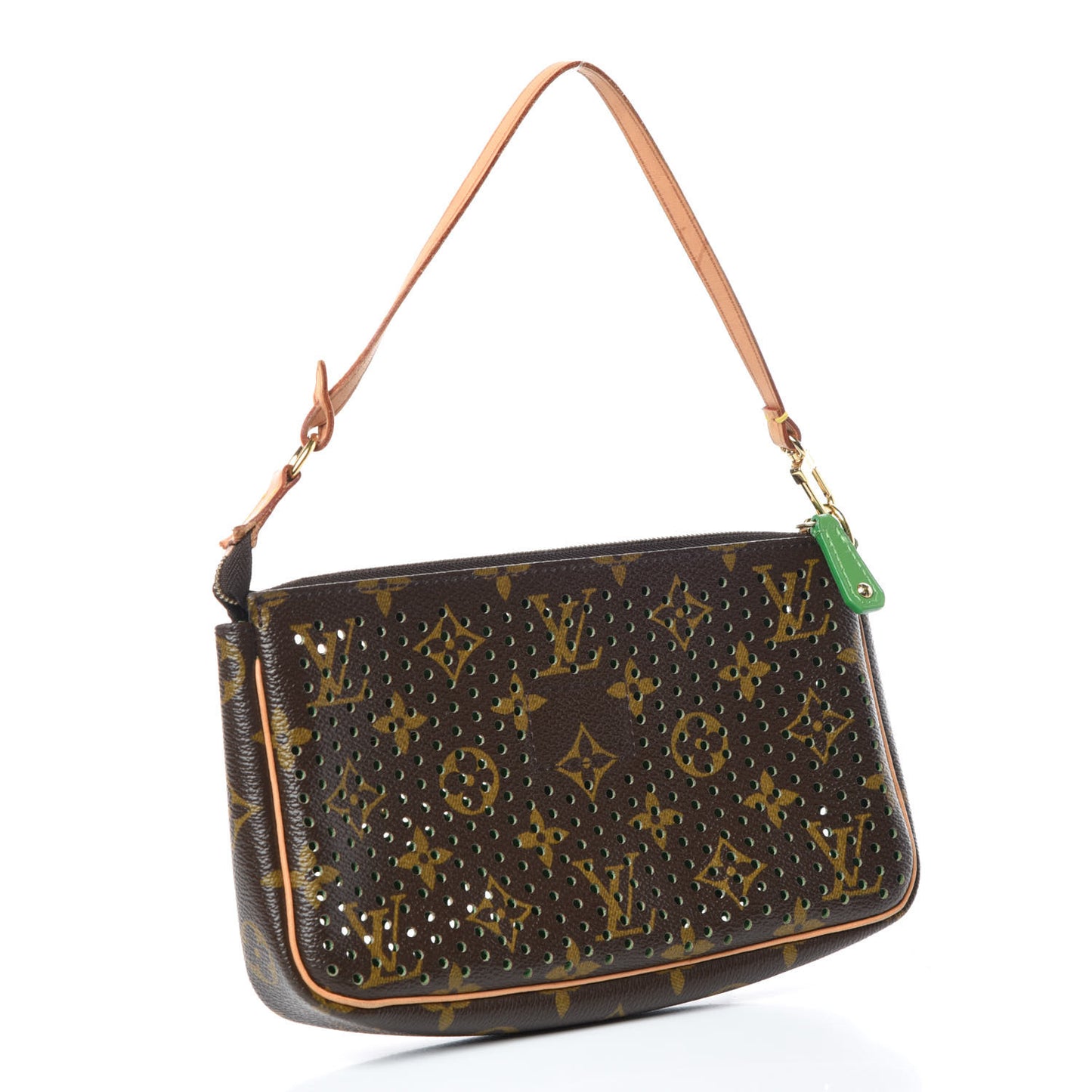 Monogram Perforated Pochette Accessories Bag Green