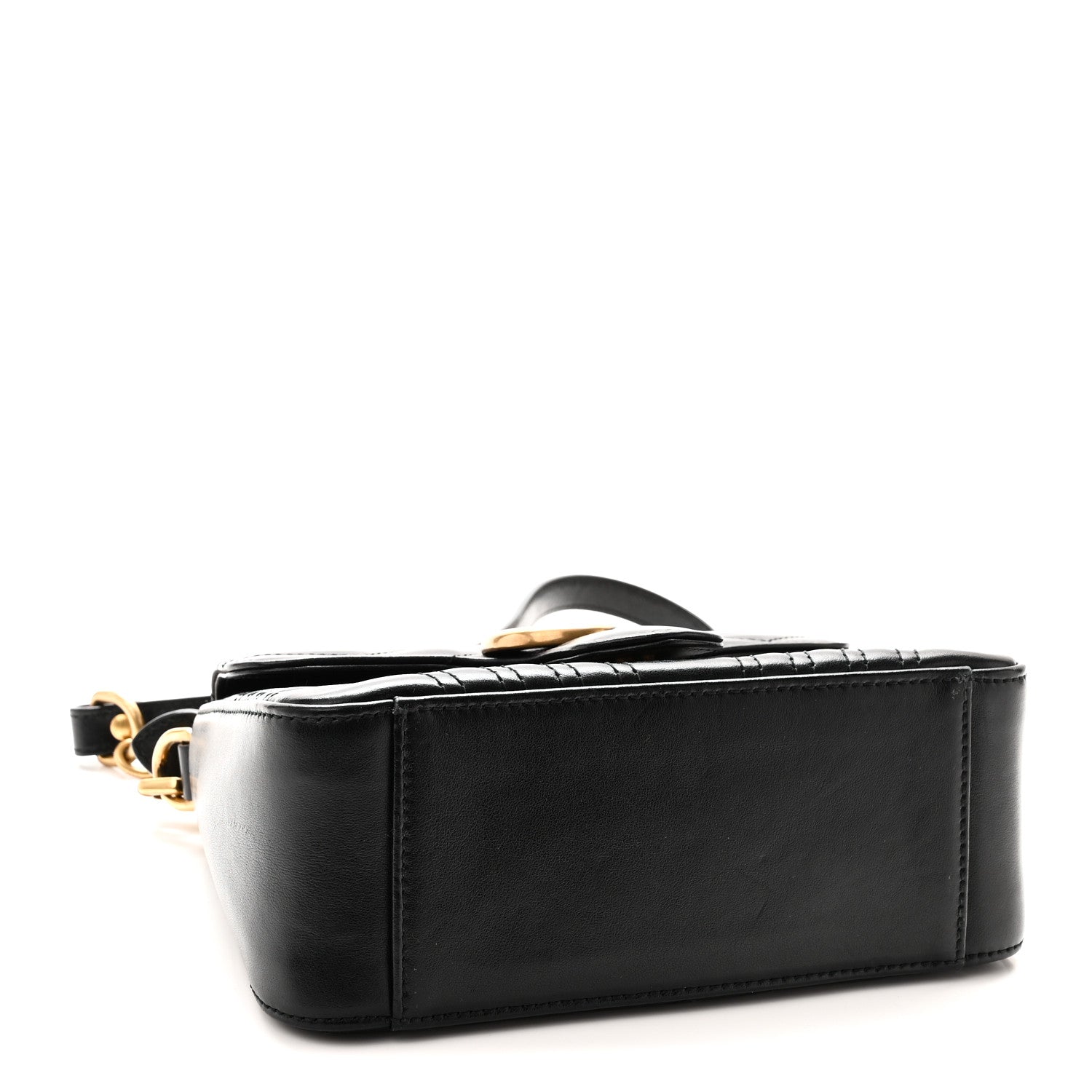 Gucci Calfskin Matelasse Mini GG Marmont Top Handle Shoulder Bag Black 4 of 10