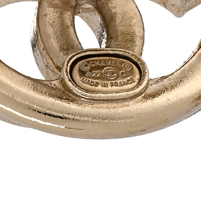 Chanel Crystal CC Round Earrings Gold 4 of 5
