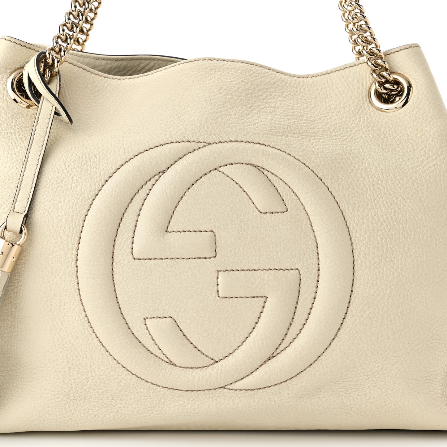 Pebbled Calfskin Medium Soho Chain Shoulder Bag Off White