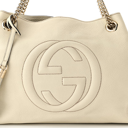 Gucci Pebbled Calfskin Medium Soho Chain Shoulder Bag Off White 7 of 9