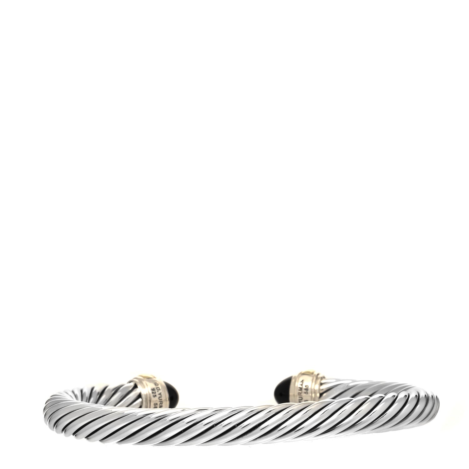 David Yurman Sterling Silver 14K Yellow Gold Black Onyx 5mm Cable Classics Bracelet 2 of 4