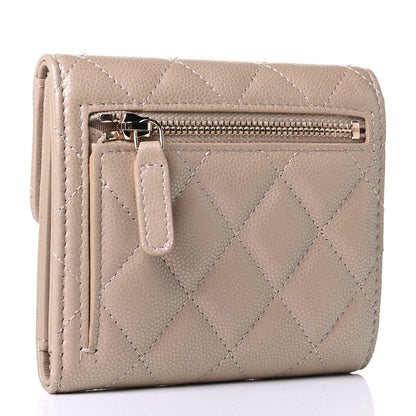 Chanel Iridescent Caviar Quilted Compact Flap Wallet Dark Beige 2 of 5