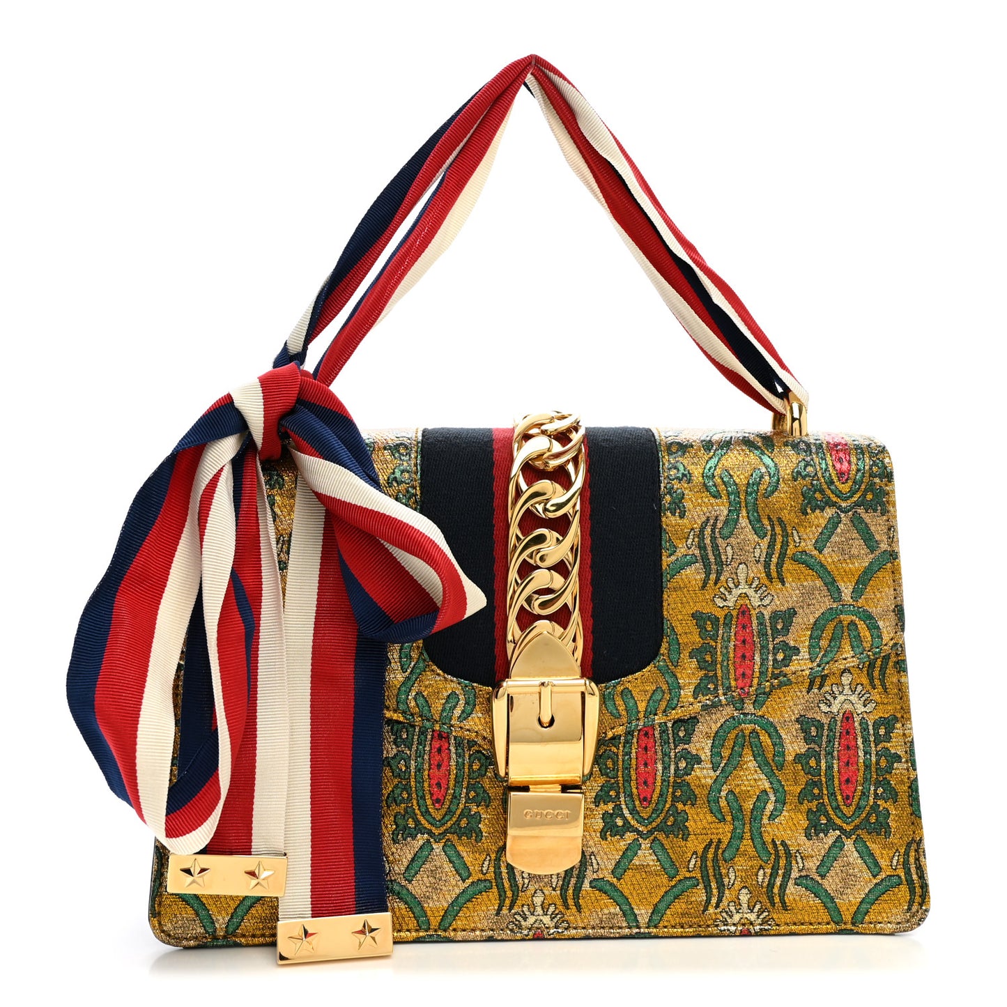 Iridescent Brocade Small Sylvie Shoulder Bag Gold