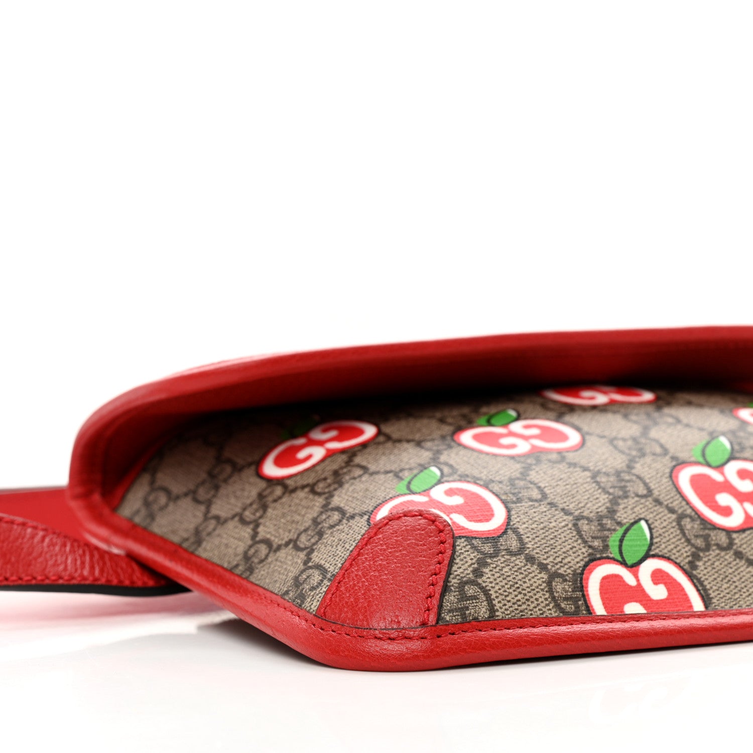 Gucci GG Supreme Monogram Apple Interlocking G Belt Bag Beige Multicolor Lobster Red 10 of 11