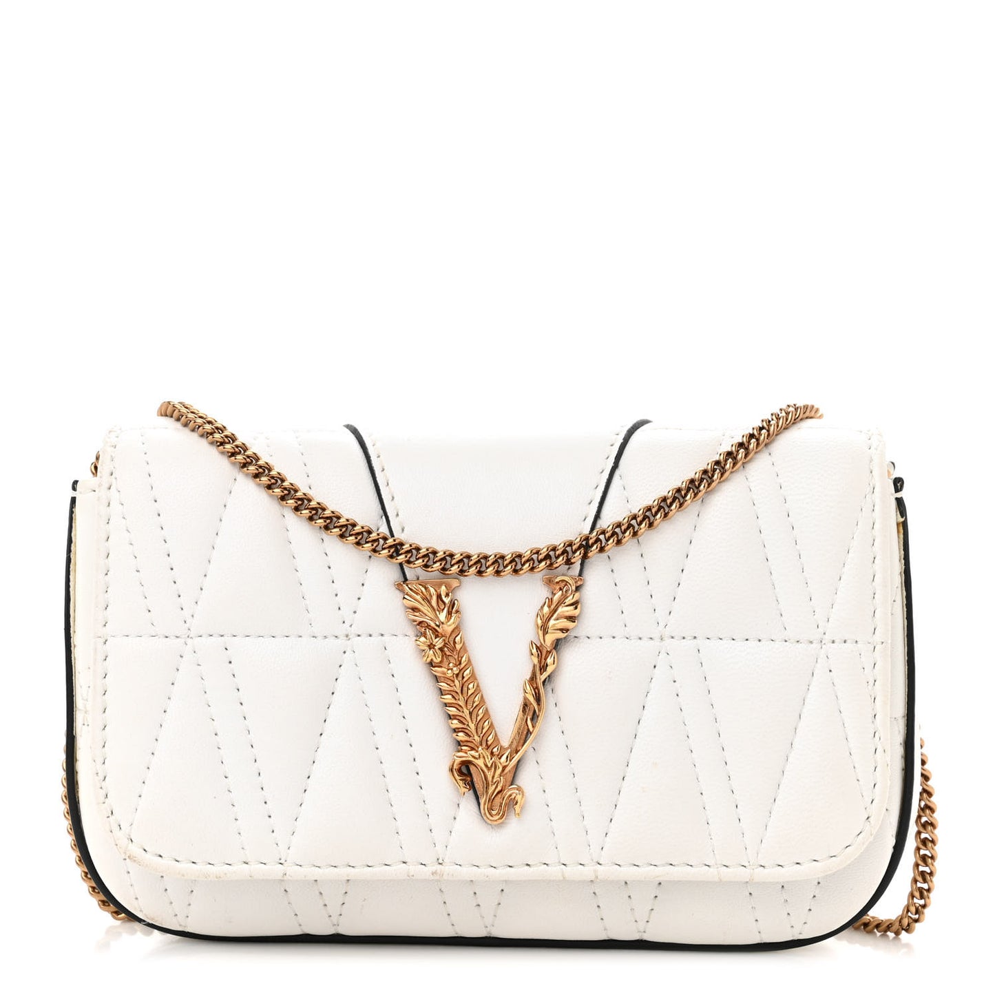 Nappa Quilted Virtus Evening Bag White