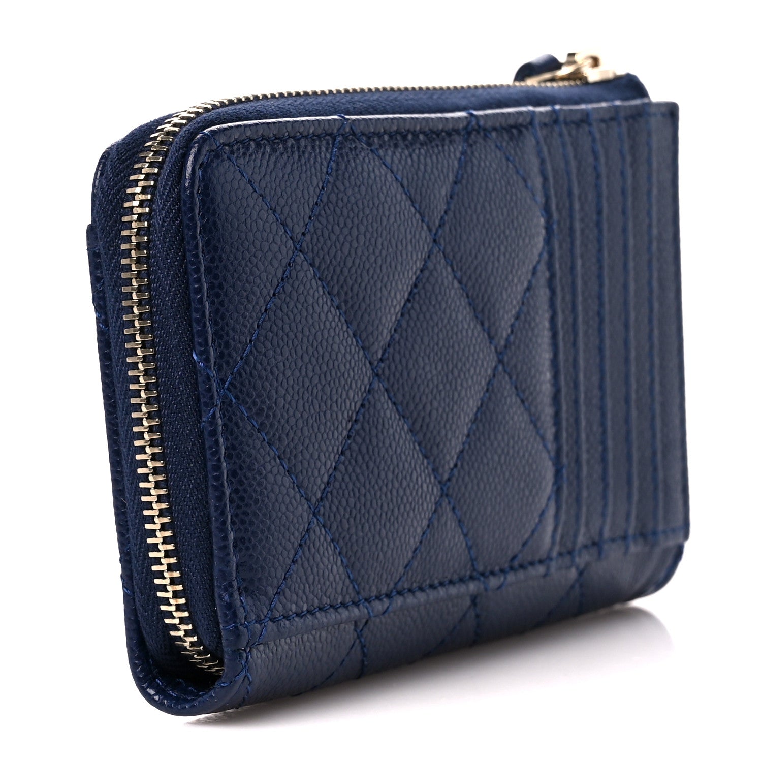 Chanel Caviar Quilted CC Zip Around Card Holder Navy 4 of 12