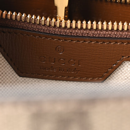 Gucci GG Supreme Monogram Textured Dollar Calfskin Medium Retro Interlocking G Vertical Tote Bag Beige Ebony Brown Sugar 6 of 10