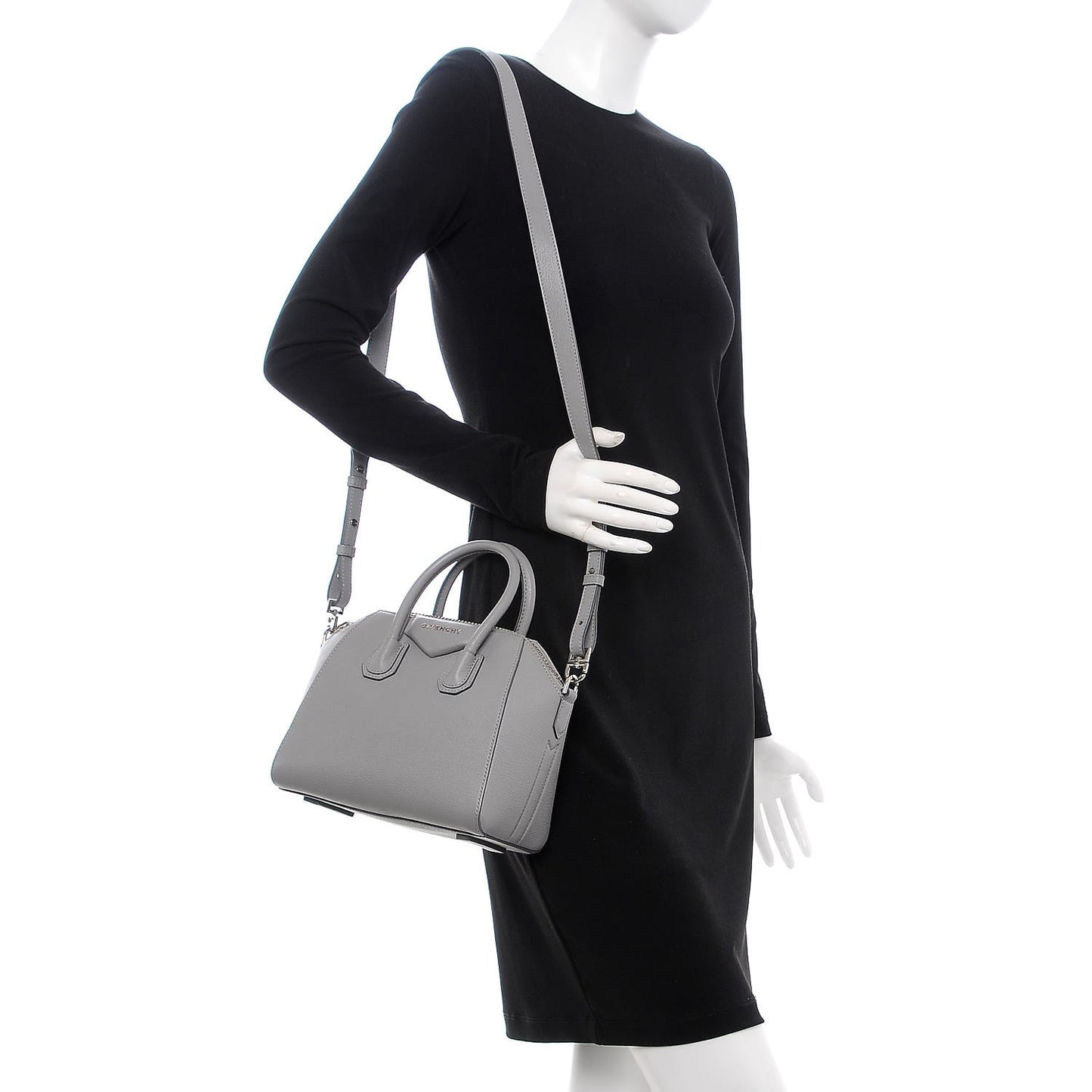 Sugar Goatskin Mini Antigona Pearl Grey