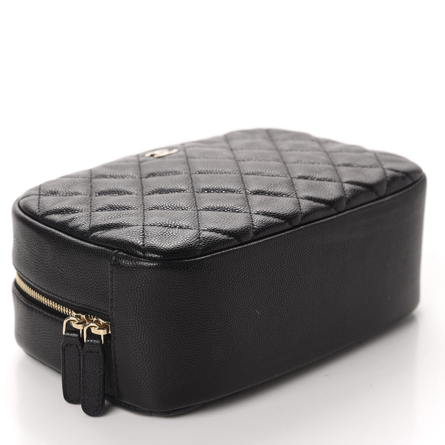 Caviar Quilted Curvy Pouch Cosmetic Case Black