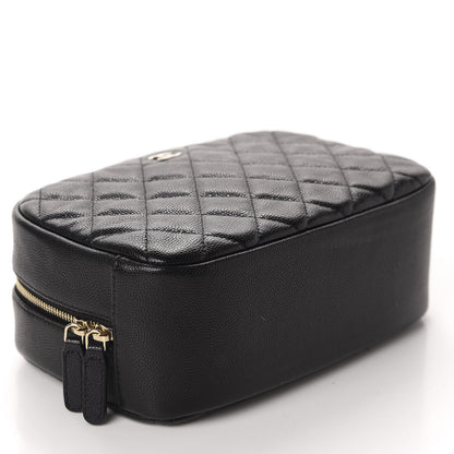 Chanel Caviar Quilted Curvy Pouch Cosmetic Case Black 4 of 9